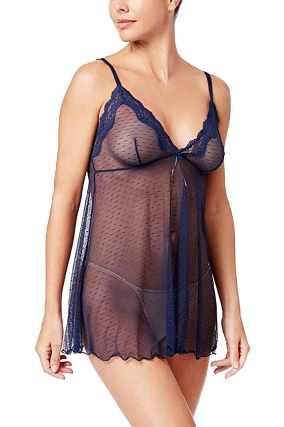 Womens Dotted Mesh Babydoll