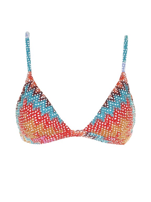 Heidi Kulm Swim Red Multi Printed Fixed Triangle Padded Bikini Top 10