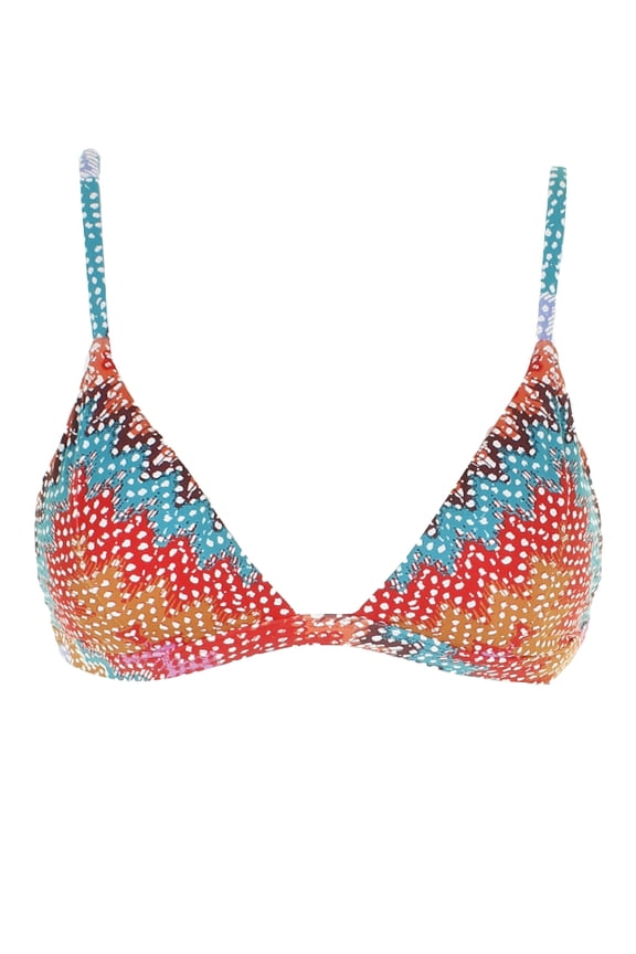 Heidi Kulm Swim Red Multi Printed Fixed Triangle Padded Bikini Top 4