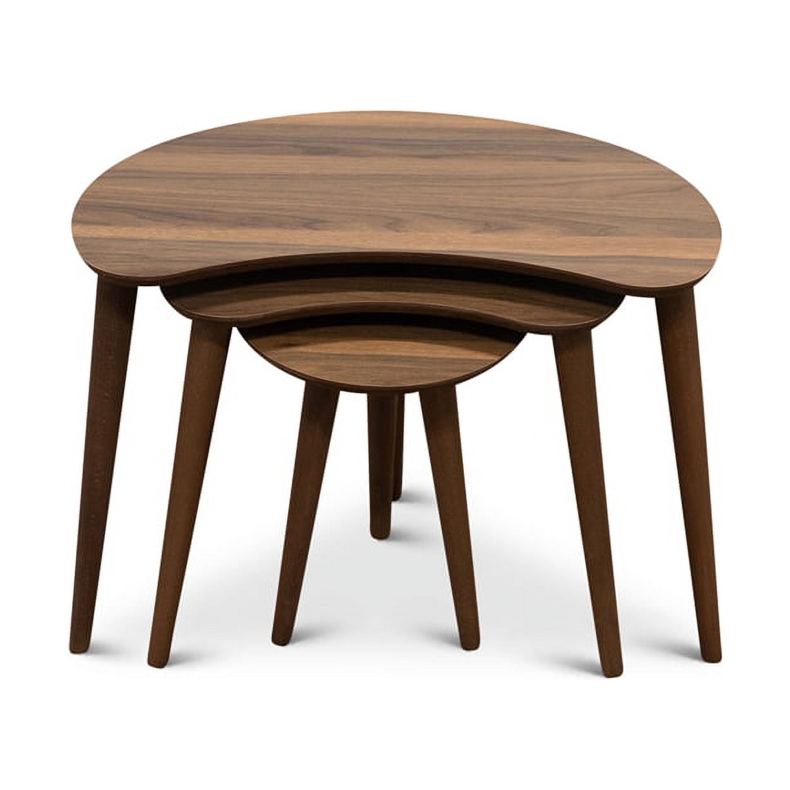 Heidi MidCentury Modern Wood Nesting Tables in Walnut (Set of 3