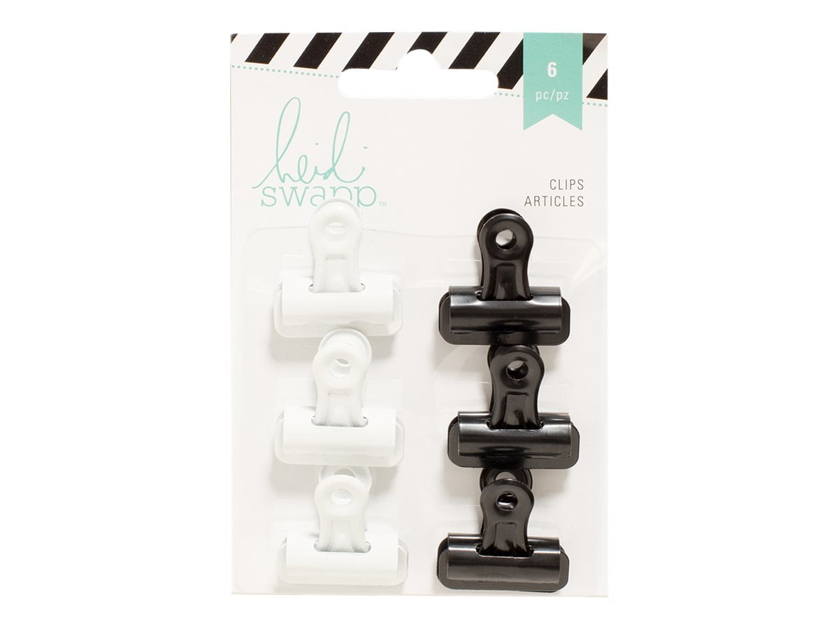 Heidi Swapp Bulldog Clips 1" 6/Pkg-Black/White