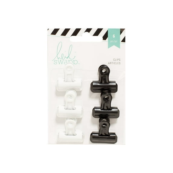 Heidi Swapp Bulldog Clips 1" 6/Pkg-Black/White
