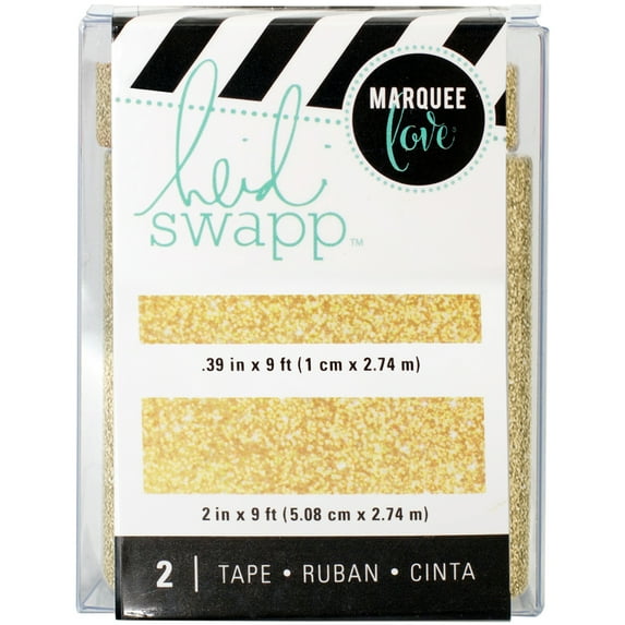 Heidi Swapp Lightbox Tapes .4"X9' & 2"X9'-Gold Glitter