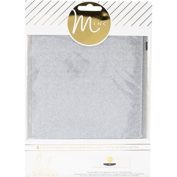 Heidi Swapp Minc Glitter Sheets 6"X8" 4/Pkg-Silver