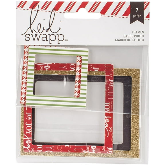 Heidi Swapp Oh What Fun Photo Frames 7/Pkg-Gold Glittered