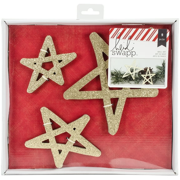 Heidi Swapp Oh What Fun Wall Words Decor-Gold Glitter Stars 3/Pkg