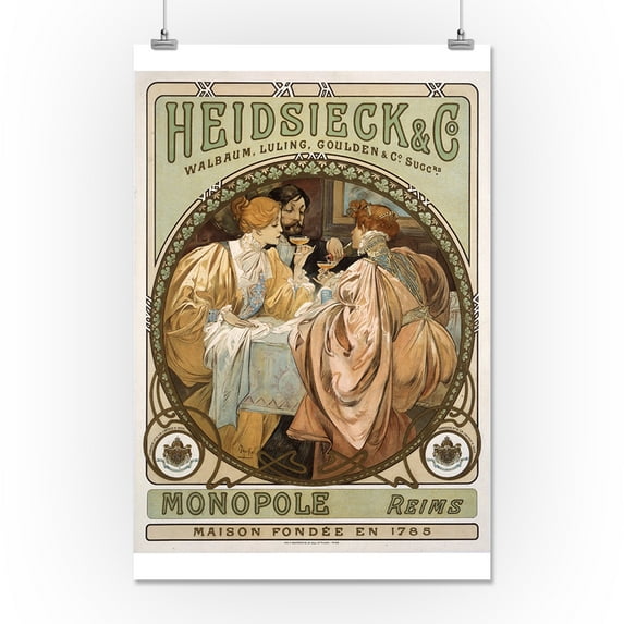 Heidsieck & Co Vintage Poster (artist: Mucha, Alphonse) France c. 1901 (16x24 Giclee Gallery Print, Wall Decor Travel Poster)