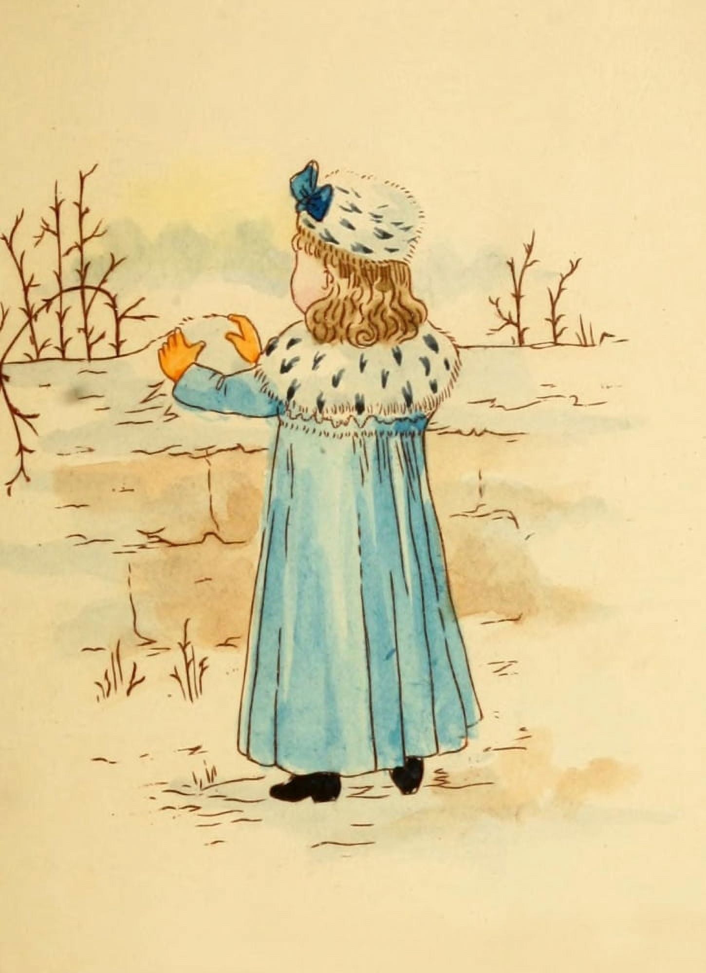 Heigh-O For the Christmas-tide 1887 Making Snowballs Canvas Art - Annie C McQueen (18 x 24)