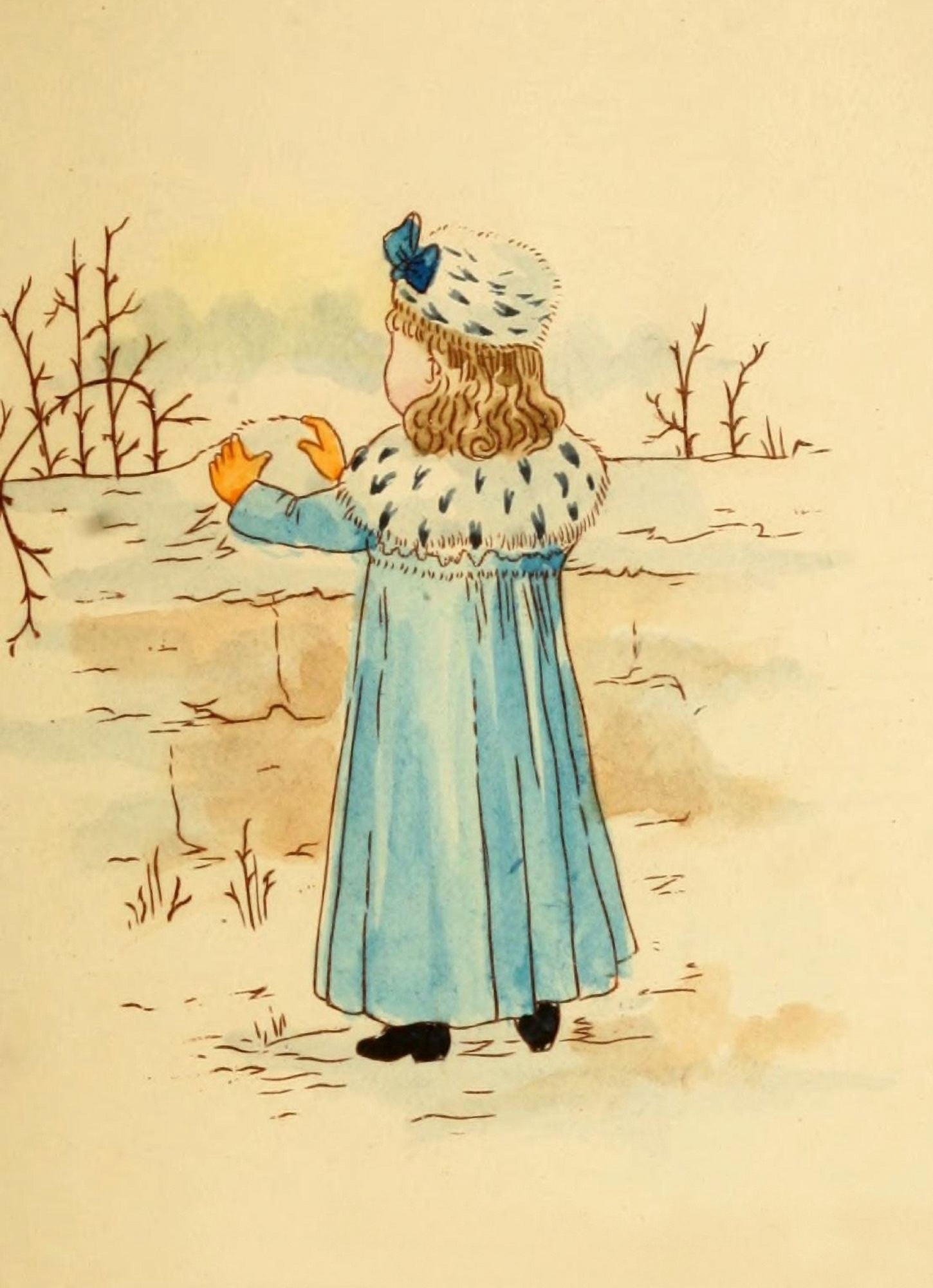 Heigh-O For the Christmas-tide 1887 Making Snowballs Canvas Art - Annie C McQueen (24 x 36)