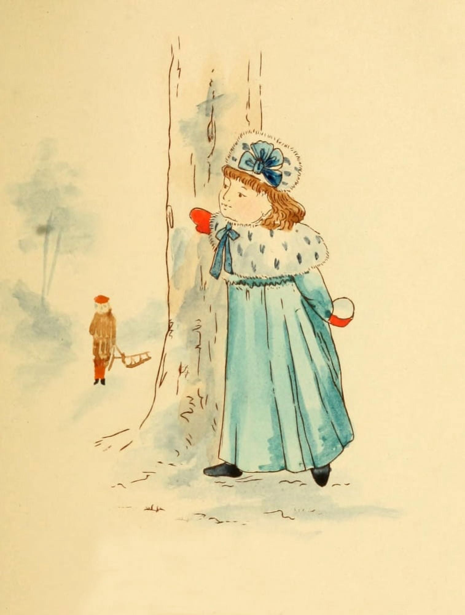 Heigh-O For the Christmas-tide 1887 Snowball Ambush Canvas Art - Annie C McQueen (18 x 24)