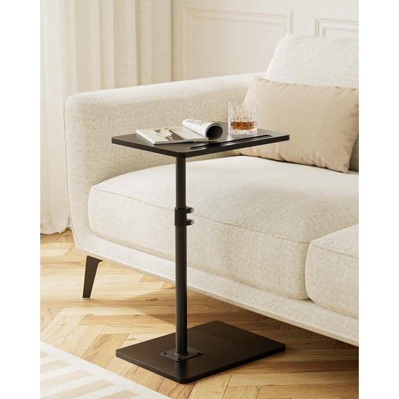 Height Adjustable 360 Swivel Sofa Arm Tray Table, C-Shaped Small Snack Table for Couch, Bed and Chair