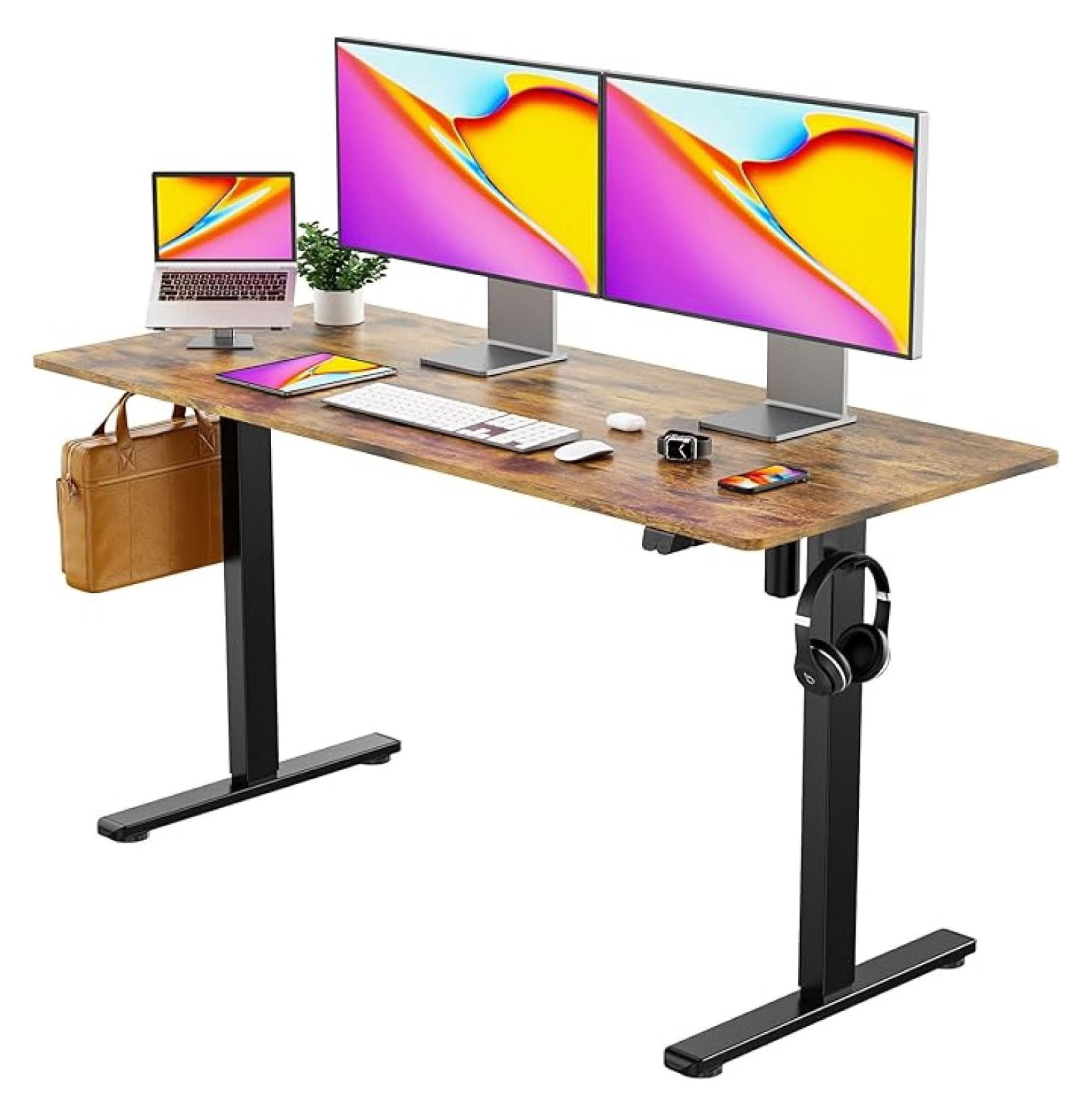 Height Adjustable 40" Electric Standing Desk - Upgraded Ultra Durable Home Office Large Rectangular Computer Table or Laptop Sit Stand Workstation - 40 x 24 Inch