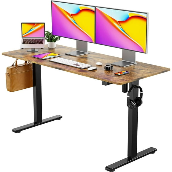 Height Adjustable 40" Electric Standing Desk - Upgraded Ultra Durable Home Office Large Rectangular Computer Table or Laptop Sit Stand Workstation - 40 x 24 Inch