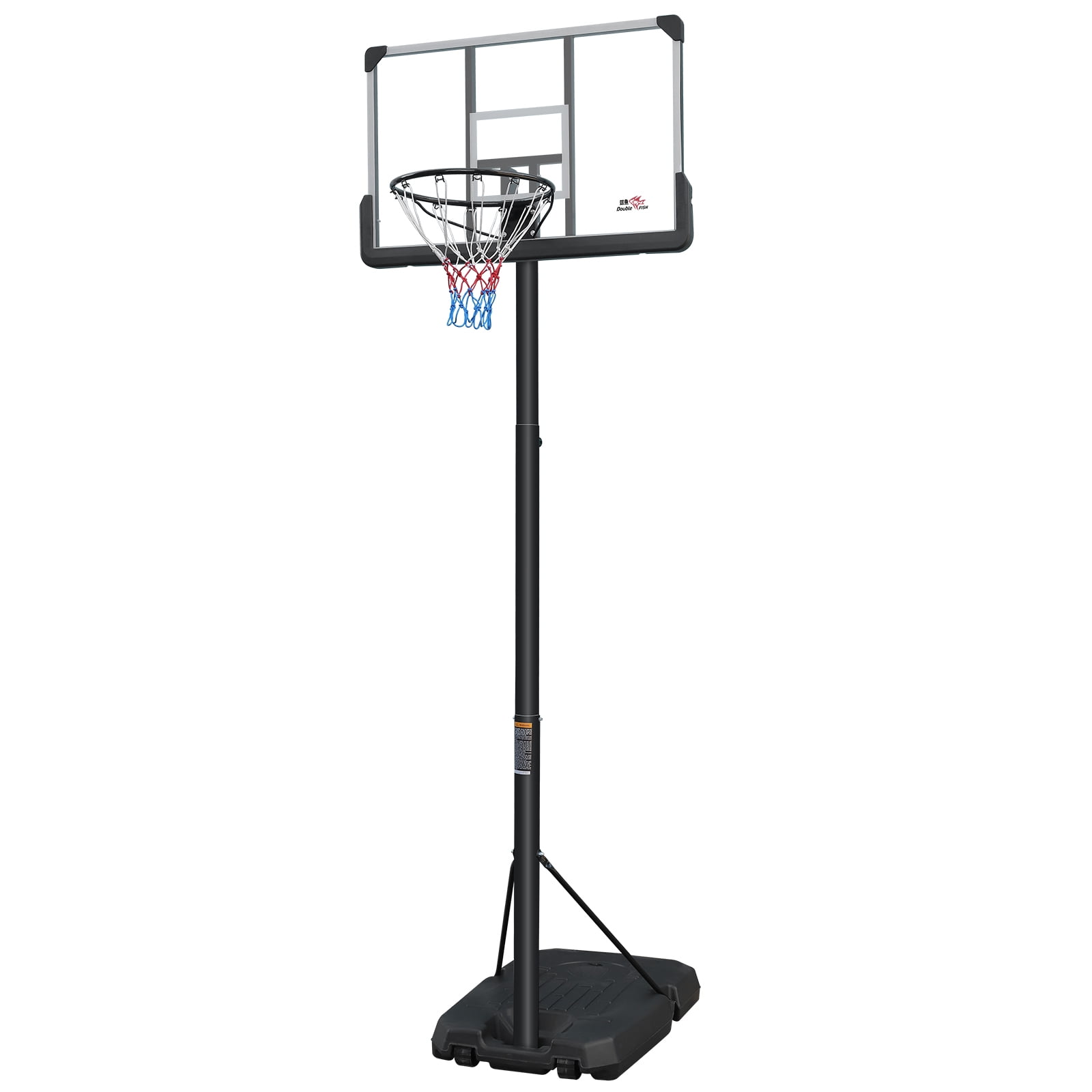 Height Adjustable 6.5 Ft-10 Ft Basketball Hoop - 44" Basketball Rebound, Portable Wheels, And Sturdy Base - Rust-Proof For Adults And Youth