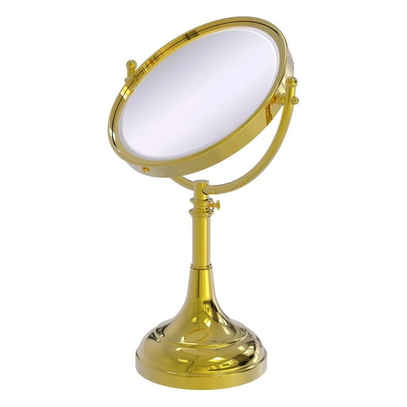 Height Adjustable 8 Inch Vanity Top Make-Up Mirror - Polished Brass / 4X