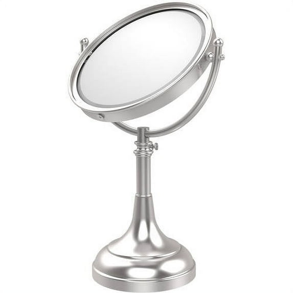 Height Adjustable 8-in Vanity Top Make-Up Mirror 2X Magnification in Satin Chrome