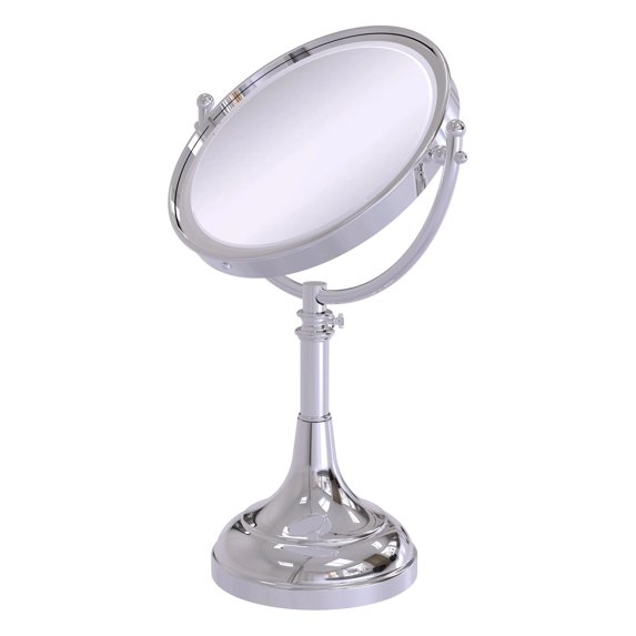 Height Adjustable 8-in Vanity Top Make-Up Mirror 4X Magnification in Polished Chrome