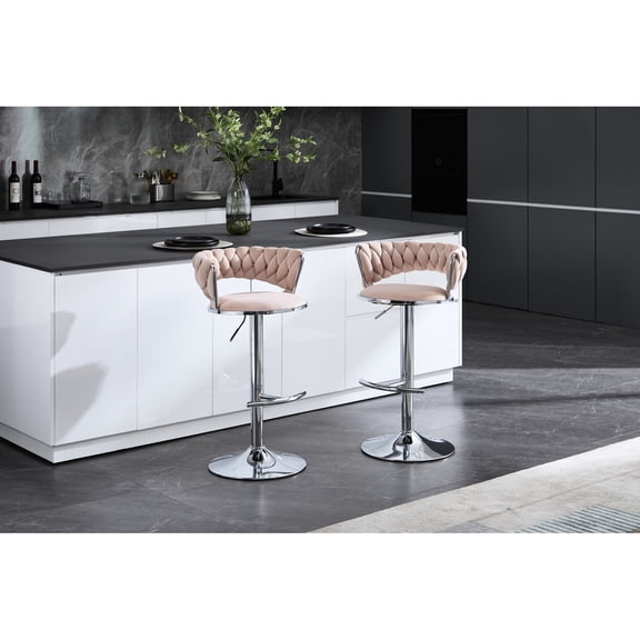 Height-Adjustable Bar Stools, Metal Main Material, Lumbar Support / Suitable for Bar and Island Use