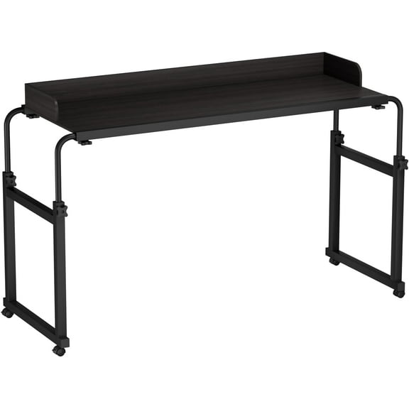Height Adjustable Bed Table with Lockable Wheels, 120x40cm Large Desktop & 20kg Capacity, Multi-Purpose Overbed Desk for Home Office, Hospital and Bedside Use.