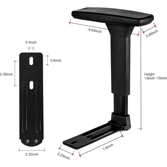 Height Adjustable Chair Armrest Pair, Gaming Boss Chair Arms Set Replacement, Black (3D)