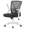thumbnail image 1 of Ergonomic Computer Chair Adjustable Lumbar Support, Mid Back Mesh Office Chair with Flip-up Arms for Small Spaces, Desk Chair, White, 1 of 5