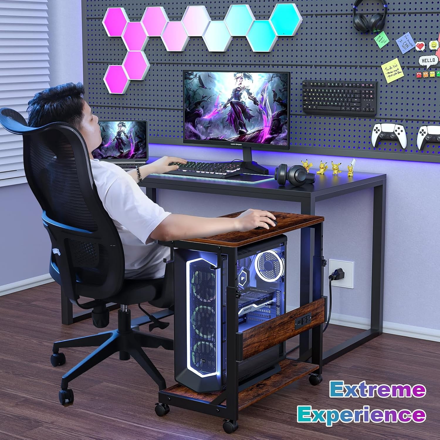 Standing Computer Charging Height Adjustable Computer Tower Stand with Charge Station and USB ...