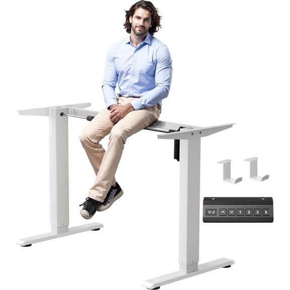 Height Adjustable Desk Frame with Memory , Fits Up to 47.2" Desktop, Ergonomic Sit-Stand Base for Home & Office, Black Frame Only