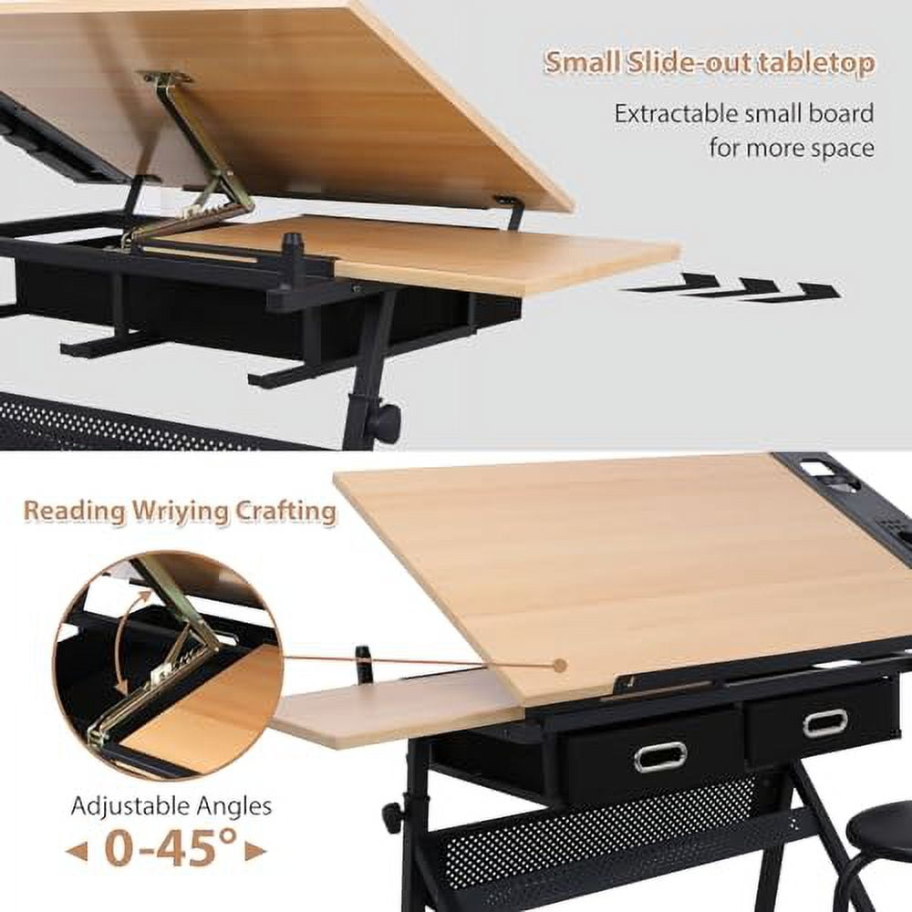 Height Adjustable Drafting Desk Drawing Table Art Craft Work Station w