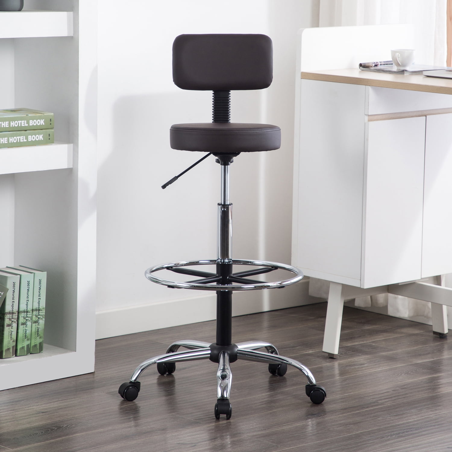 Rolling stool 2024 with footrest
