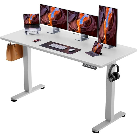 Height Adjustable Electric Standing Desk, 40 x 24 Inches Sit Stand up Desk, Memory Computer Home Office Desk (White)