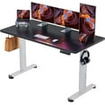 thumbnail image 1 of Height Adjustable Electric Standing Desk, Sit Stand up Desk, Memory Computer Home Office Desk with Two-Piece Desktop (White Legs with Black Tabletop, 48 * 24 Inch), 1 of 17