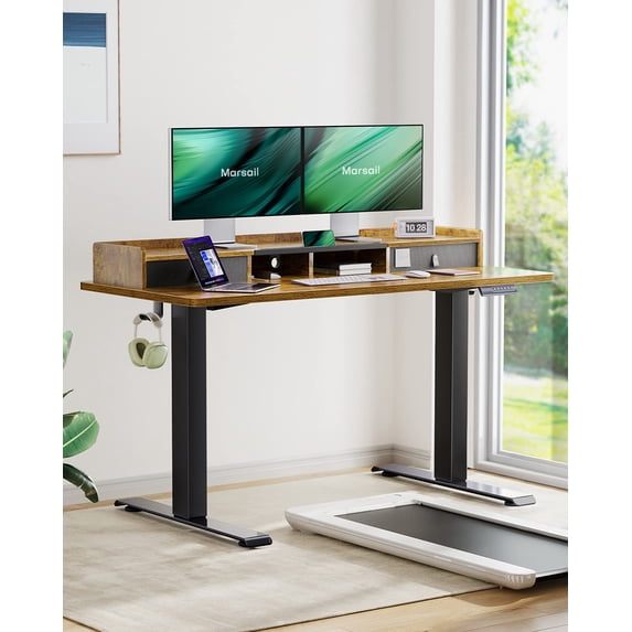 Height Adjustable Electric Standing Desk with 4 Memory Preset, 55 x 24" Sit Stand Desk(Rustic)