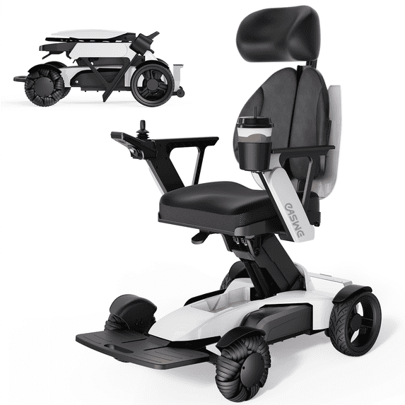 Height Adjustable Electric Wheelchair 15.7"–23.6" (Electric Lift), Portable Motorized Mobility Scooter, 14+ Miles Ranges(265LBS),3D Winged Headrest