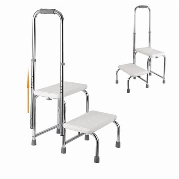 Height Adjustable Handrail Step Stool, Non-Slip Platform Bench, 450LB Bearing Capacity for Adults Kids Seniors