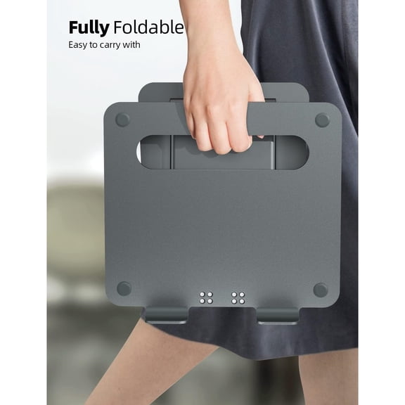 Height Adjustable Laptop Stand for Desk, Dual Foldable Aluminum Computer Riser, Pull Out Design Ergonomic Sit to Notebook Holder Convertor, Compatible with All 10-17" Laptops, Tablets, Gray