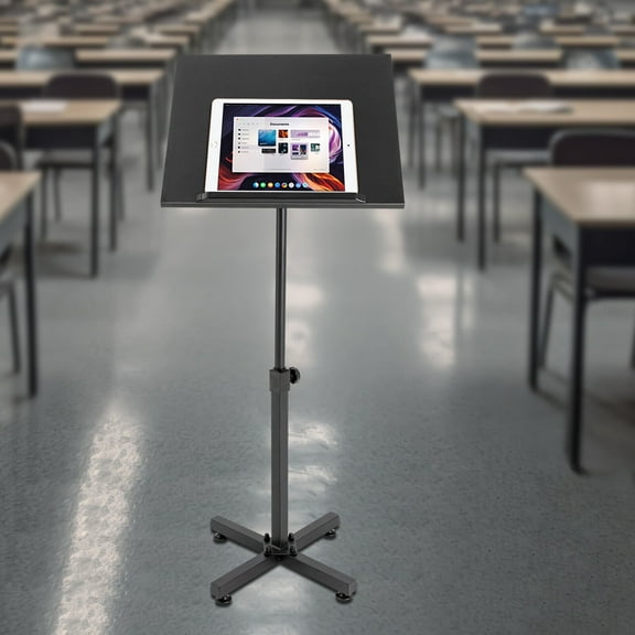 Height Adjustable Laptop Table, Lectern Podium Stand, Portable Presentation Standing for Classroom, Office, Church, Tilting Desktop with Edge Stopper