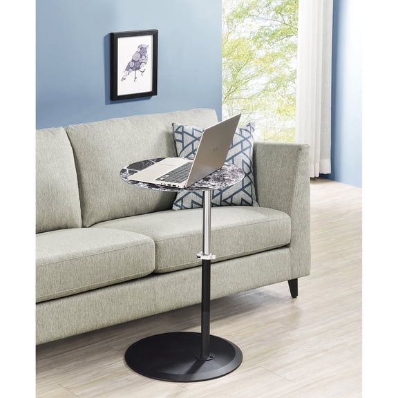 Height Adjustable Marble Glass End Table | Used in Home Offices | Easy-to-Use Clamp Design | Resolves Height Adjustment Difficulties
