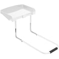 thumbnail image 1 of Height Adjustable Under Mattress 17 inch Bedside Shelf, Works with Lofts and Beds Without Frames, Heavy Duty Storage Tray, Fits Laptops, Books, and Drinks, Nightstand Alternative, White, 1 of 9
