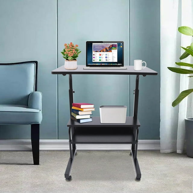 Height Adjustable Mobile Laptop Desk Rolling Cart,Mobile Standing Desk with Wheels,Rolling