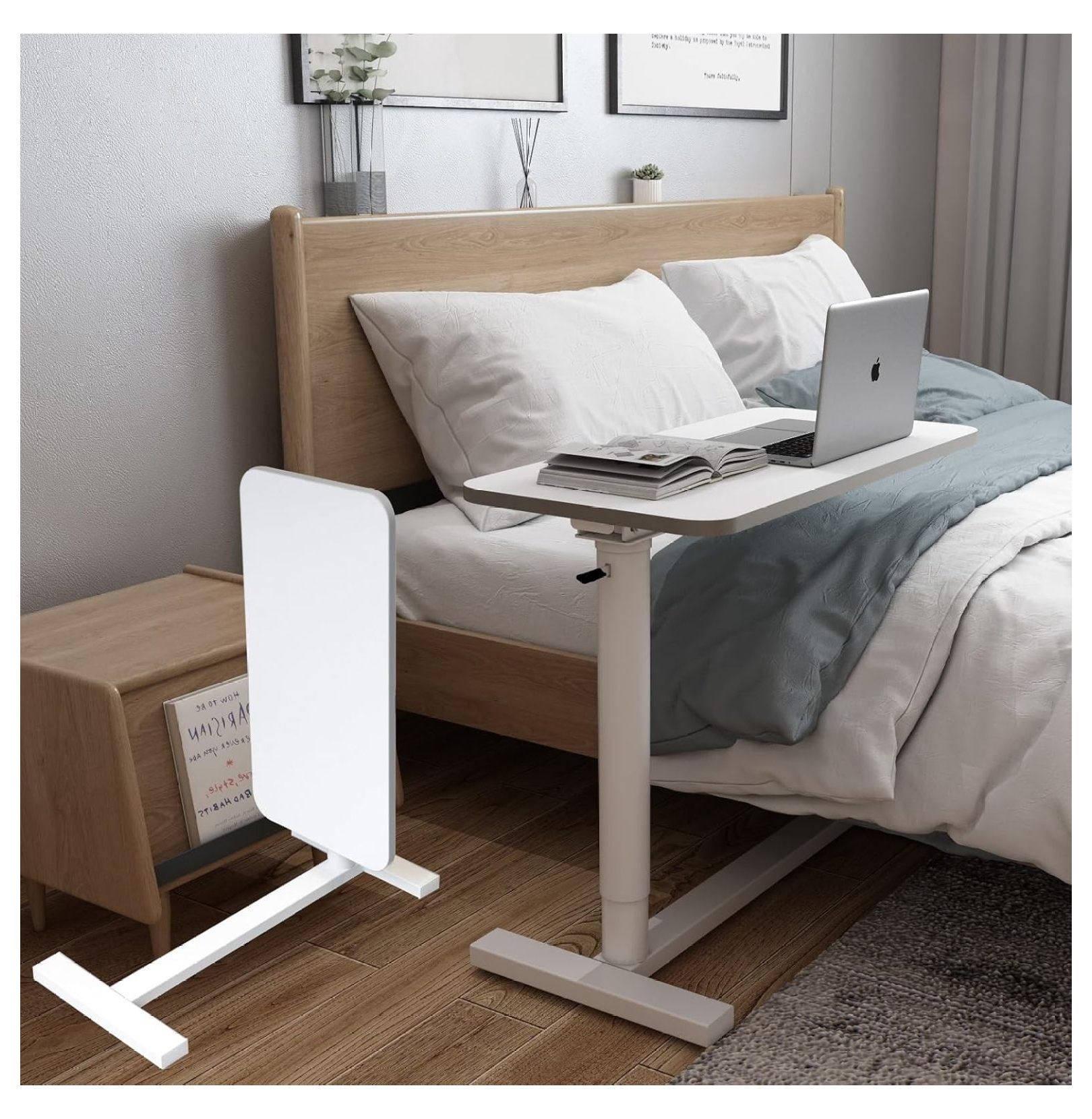 PUNCIA Adjustable Height Standing Desk - Foldable Laptop Table With Wheels, Tiltable Top, Mobile Workstation