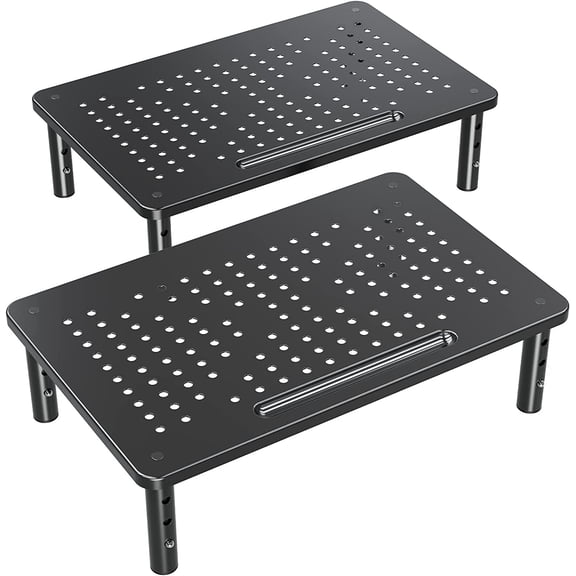 Height Adjustable Monitor Stand for Laptop, Computer, PC, Printer, Mesh Metal Monitor Riser for Desktop Organizer.