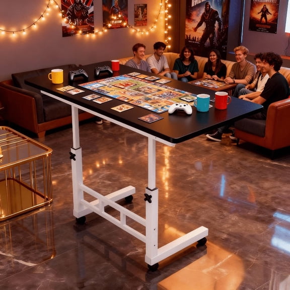 Height Adjustable Multi-Functional Game & Dining Table Convertible Puzzle Table Sturdy Space-Saving for Home Hotel Restaurant Use