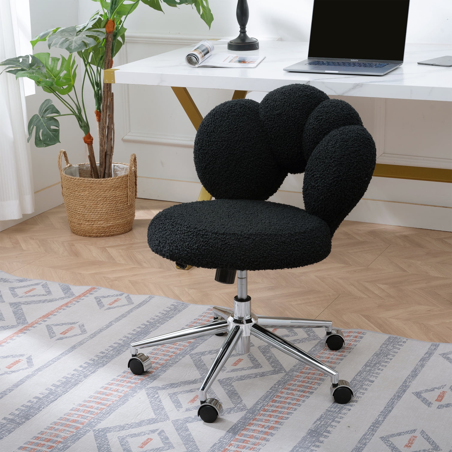 360°Swivel Height Adjustable,Swivel Chair,Teddy fabric,home office chair