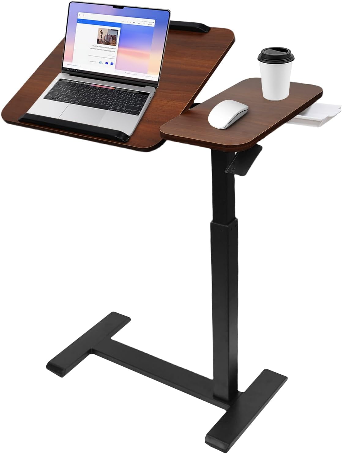Height Adjustable Overbed Table with Tilting Top, Mobile Standing Desk ...