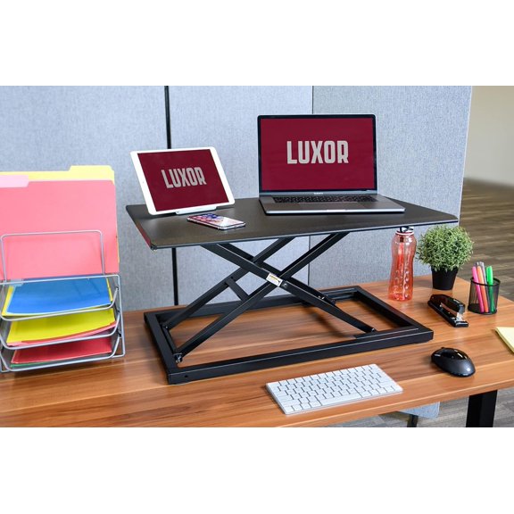 Height Adjustable Portable Pneumatic Standing Desk Converter, Stand Desk Riser, Tabletop Computer Workstation - Black