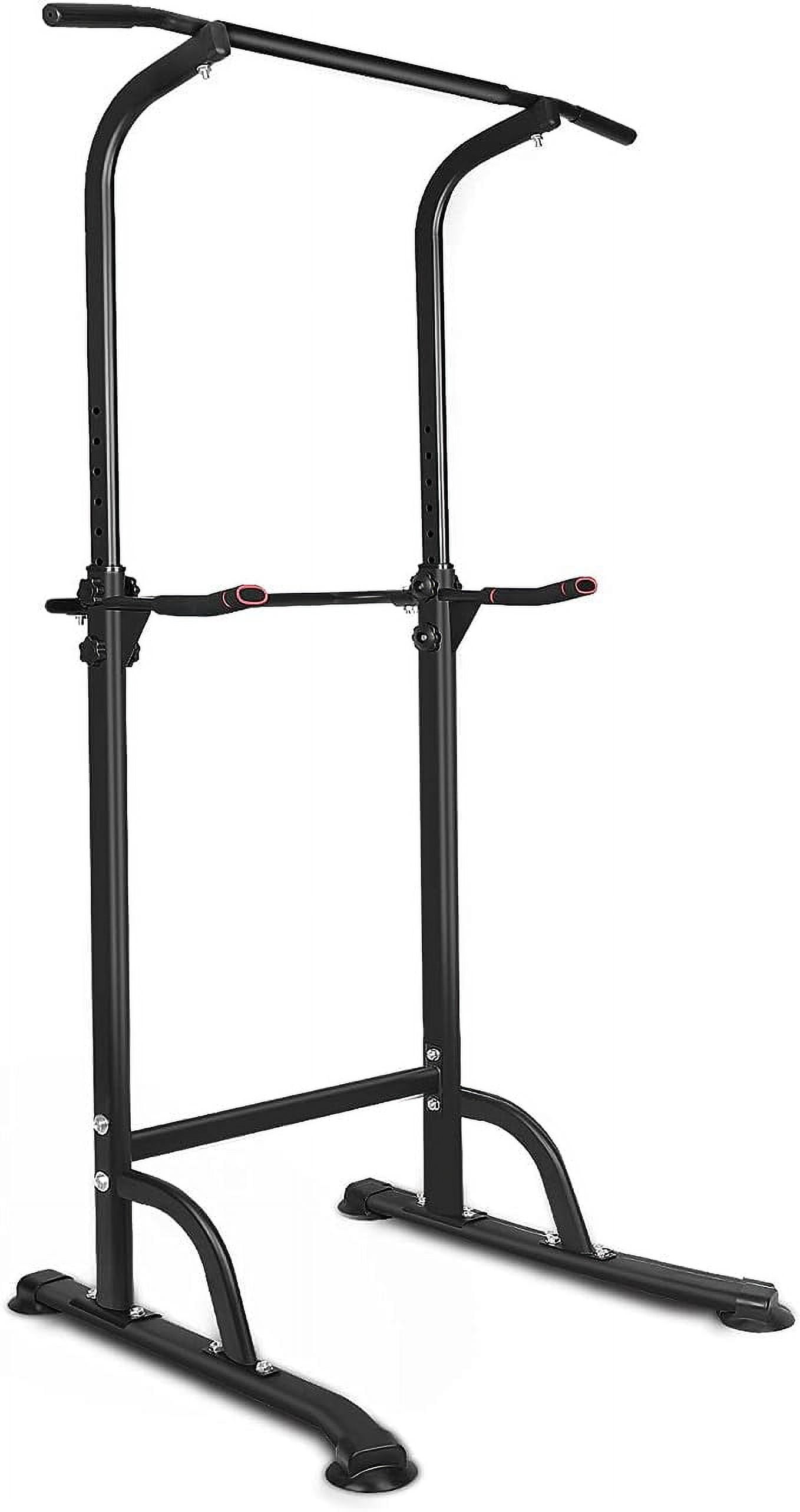 Height Adjustable Power Tower Dip Station, Multi-Function Pull Up Bar with PU Pads, Heavy Duty Steel Fitness Equipment Max 330LBS for Home Gym Full Body Strength Training