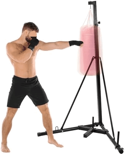 Height Adjustable Punching Bag Stand, Heavy Duty Boxing Stand, Steel Sandbag Rack - Supports Up to 150 lbs for Home Gym Fitness