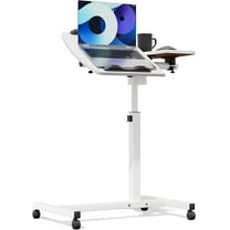 Height Adjustable Rolling Desk Mobile Portable Laptop Stand Cart Small Sit Standing Desk Computer Table Workstation for Home Office