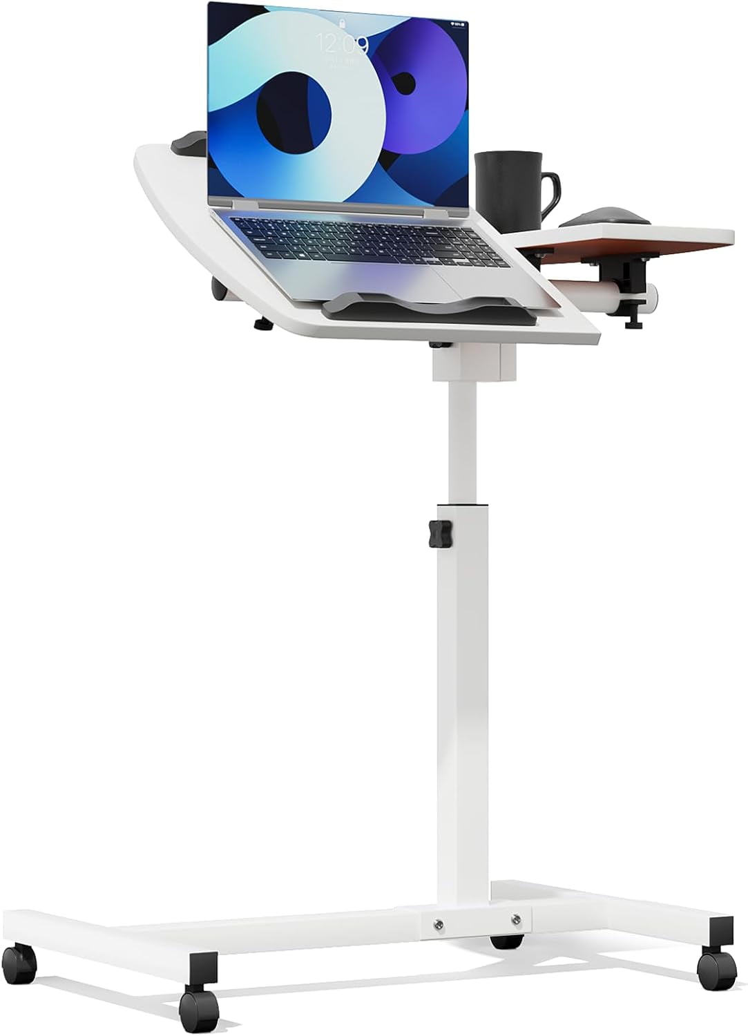 Portable Laptop Monitor Mobile Standing Desk With Wheels | Adjustable ...