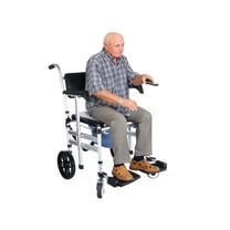 Height Adjustable Rolling Shower Chair, Folding Commode with Removable Toilet Riser, Padded Wheelchair with Arms for Elderly